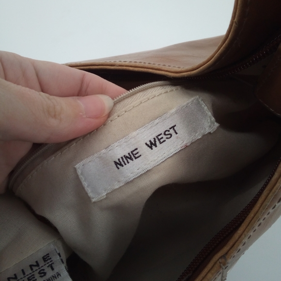 Retro Y2K Nine West Vegan Hobo Bag Brown Camel Shoulder - Picture 3 of 12